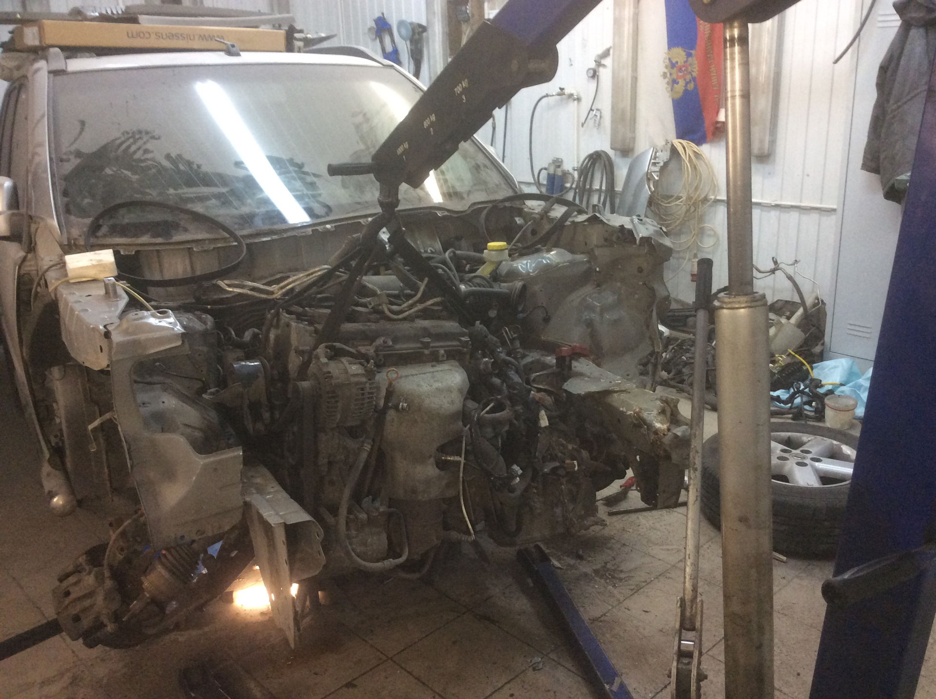 Cнятие Двигателя, Замена Лонжерона, Кузовной ремонт Ниссан Nissan ...