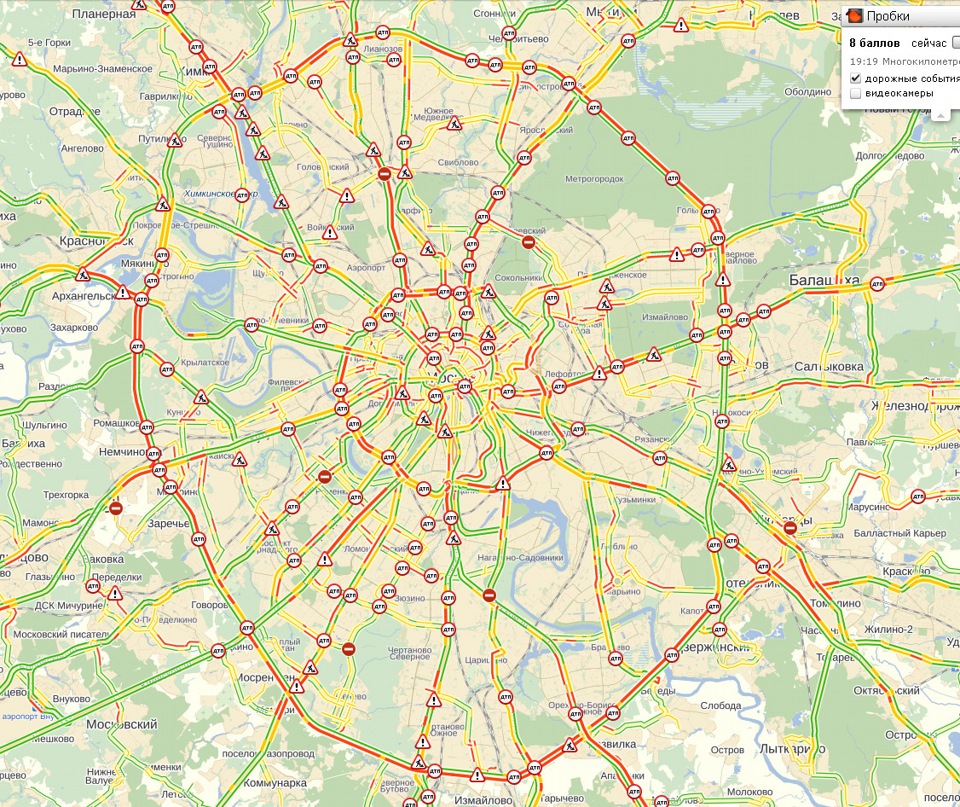 Карта москвы и московской области пробки на дорогах сейчас