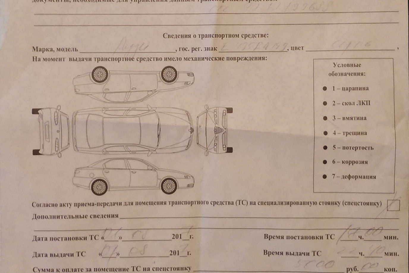 Акт приема передачи тс. Толщина ЛКП Альфа Ромео.