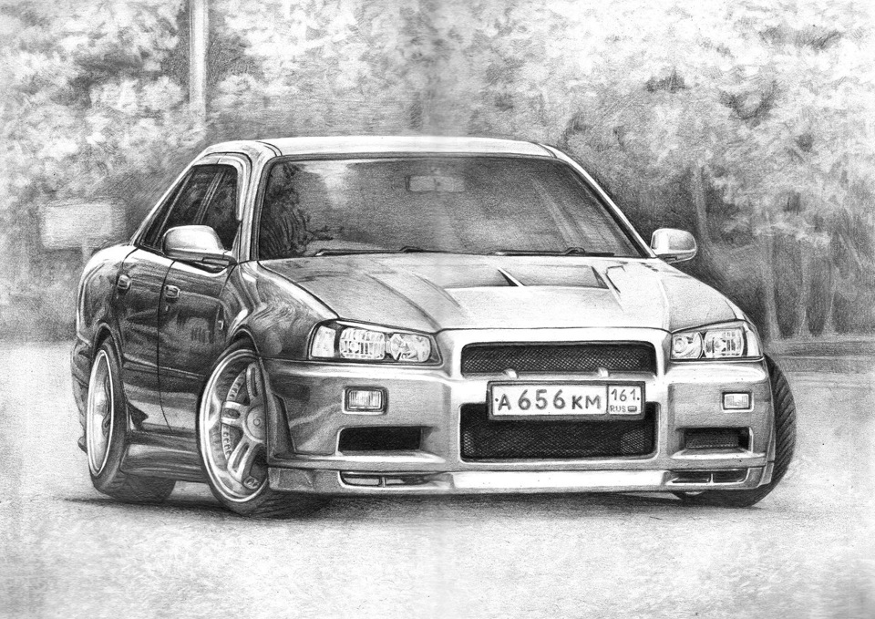 Как нарисовать nissan skyline r34