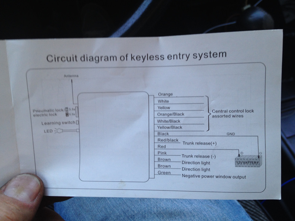 Keyless entry system инструкция на русском языке схема подключения