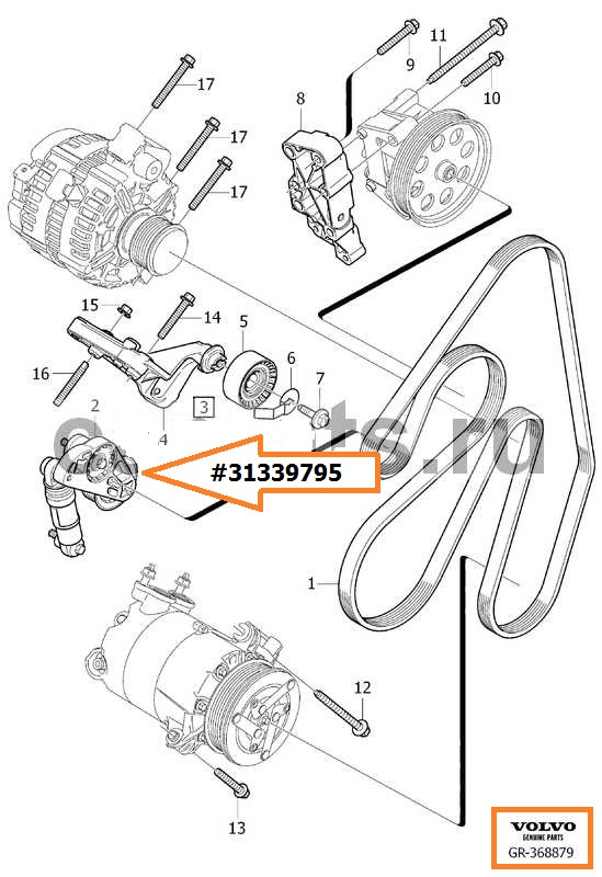 Вольво s60 схема ремня генератора