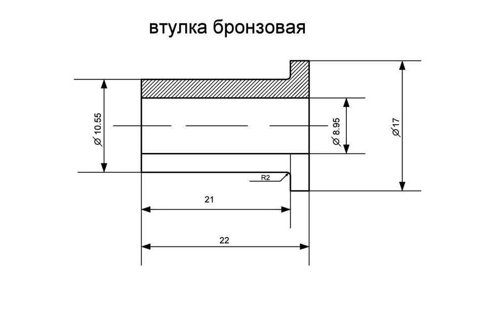 Чертеж втулки с отверстиями