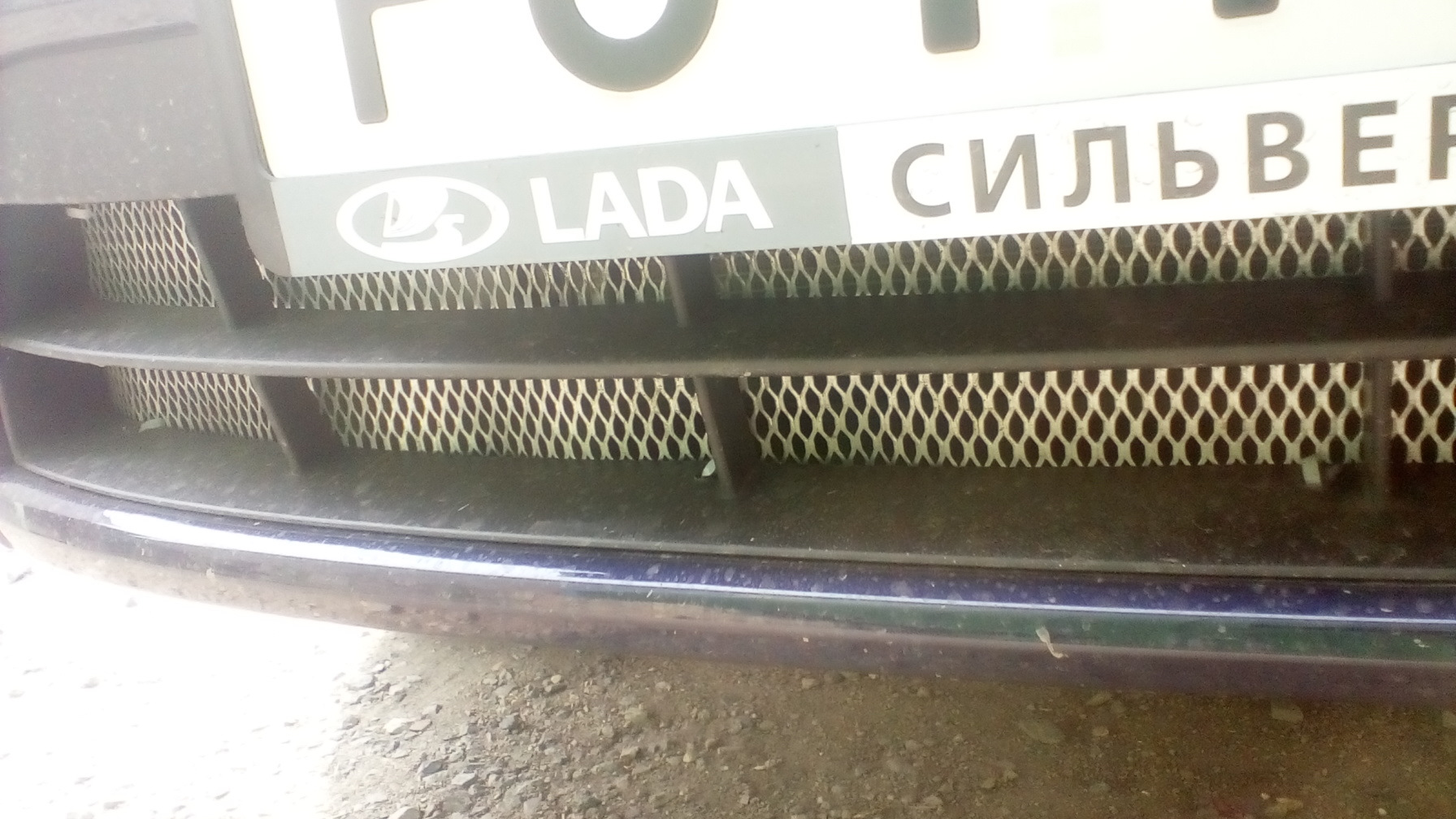 Сетка в решетку радиатора и бампер. — Lada Гранта Лифтбек (1G), 1,6 л ...