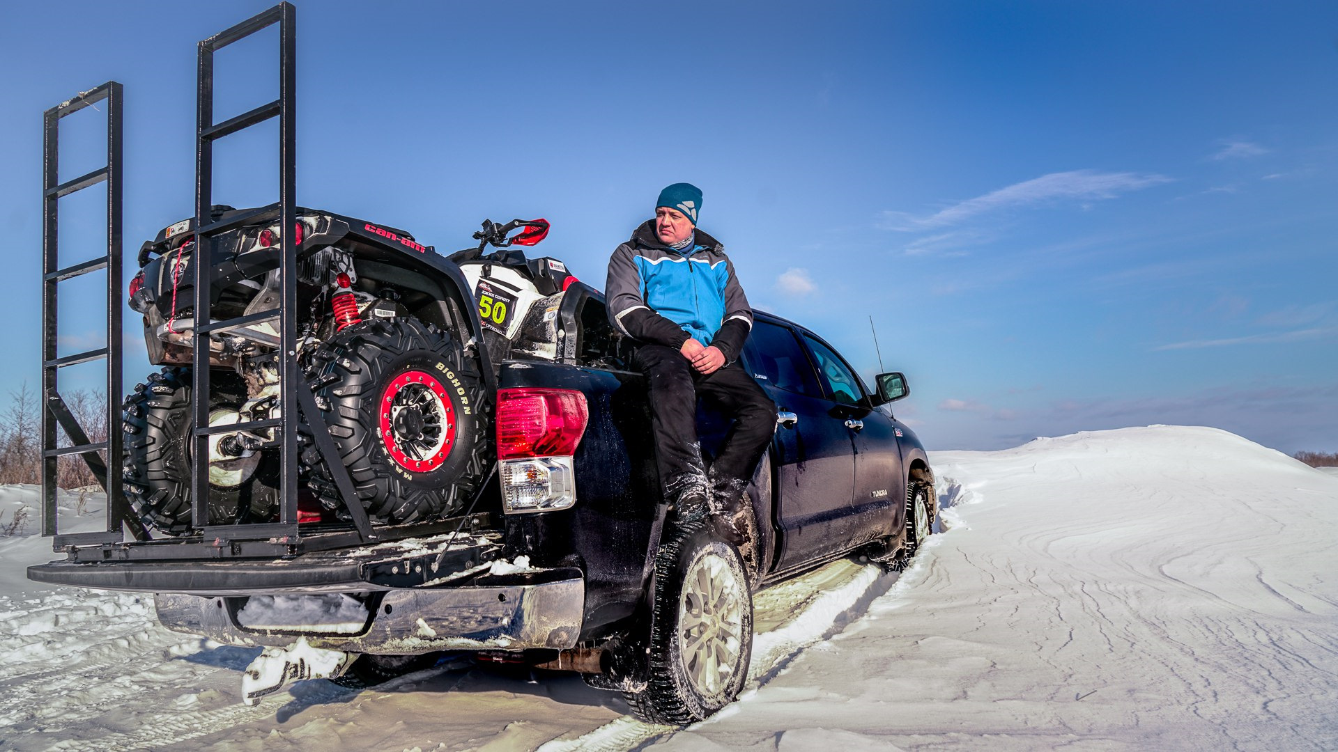 Тундра квадроциклы. Toyota Tundra квадроцикл. Снегоход в Тойота тундра. Квадроцикл в Тойота тундра. Toyota Tundra 2 снегохода.