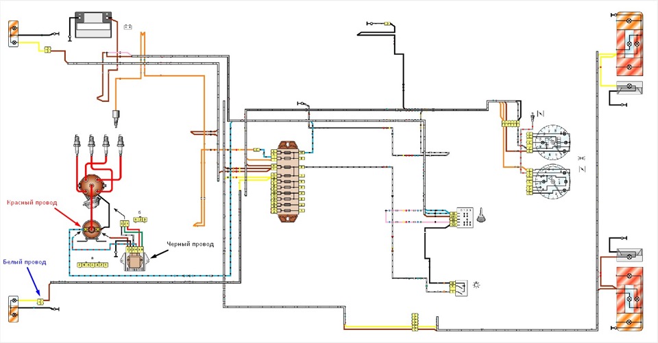 Схема проводов ваз 2106