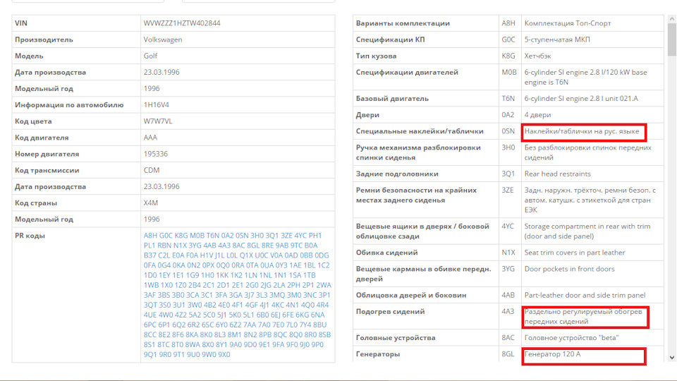 Как определить комплектацию автомобиля по vin фольксваген