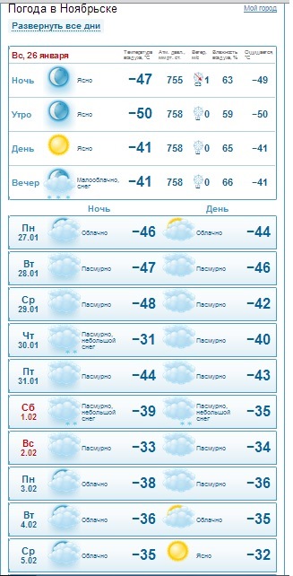 Прогноз погоды ноябрьске на 10 дней точный