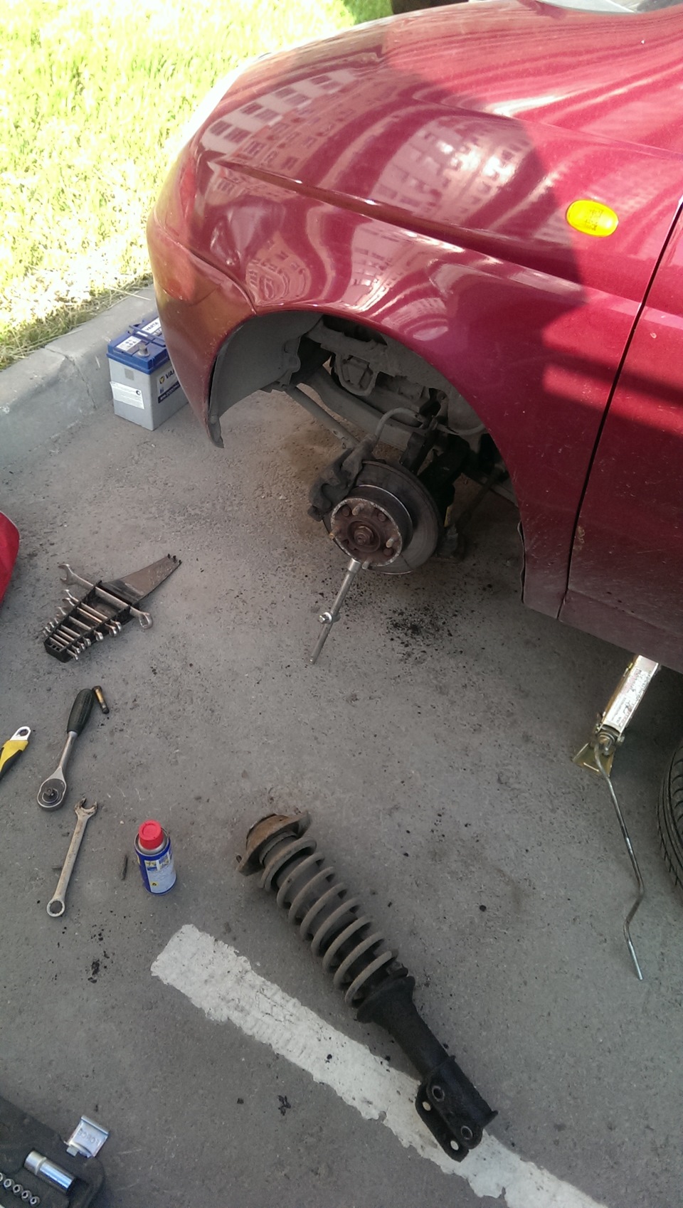 Замена передних стоек — Daewoo Matiz (M100, M150), 0,8 л, 2006 года