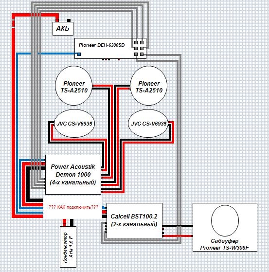 Подключение сабвуфера пионер
