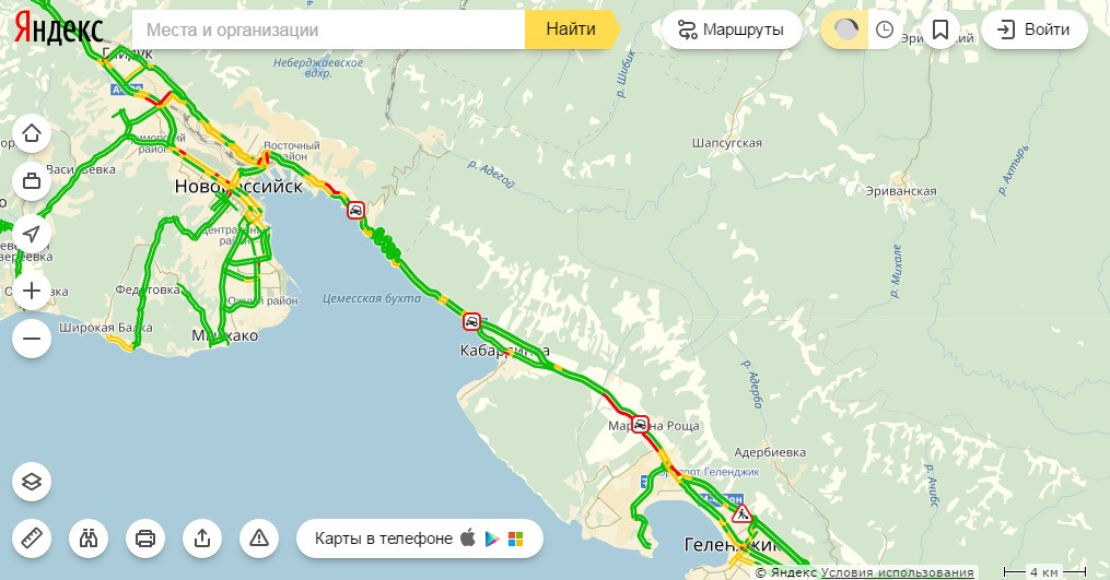 Карта пробок новороссийск