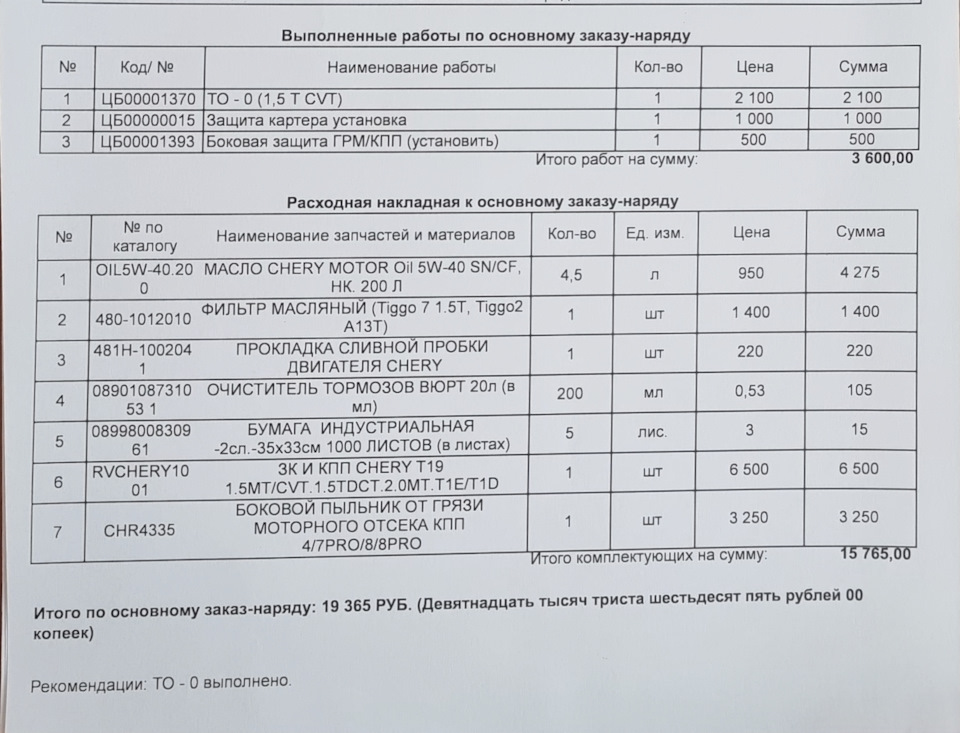 Регламент то чери тигго 7 про