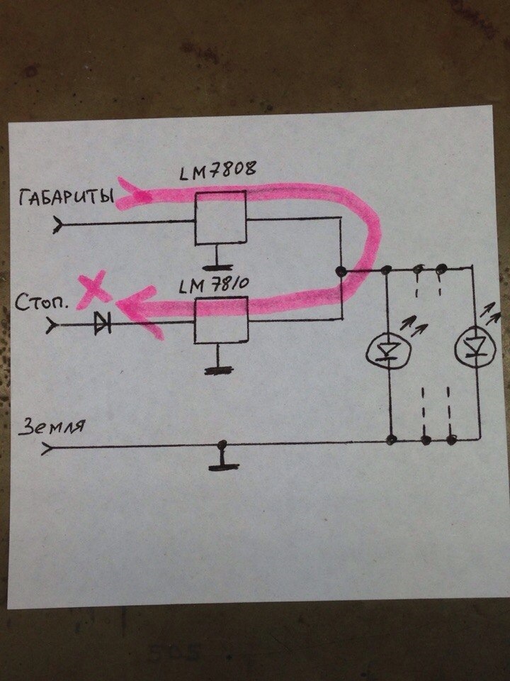 Подключение стоп. Светодиодный габарит-стоп сигнал схема. Схема включения ламп стоп сигнала Логана. Схема подключения диодного габарита и стоп сигнала. Схема подключения светодиодов стоп сигнал.