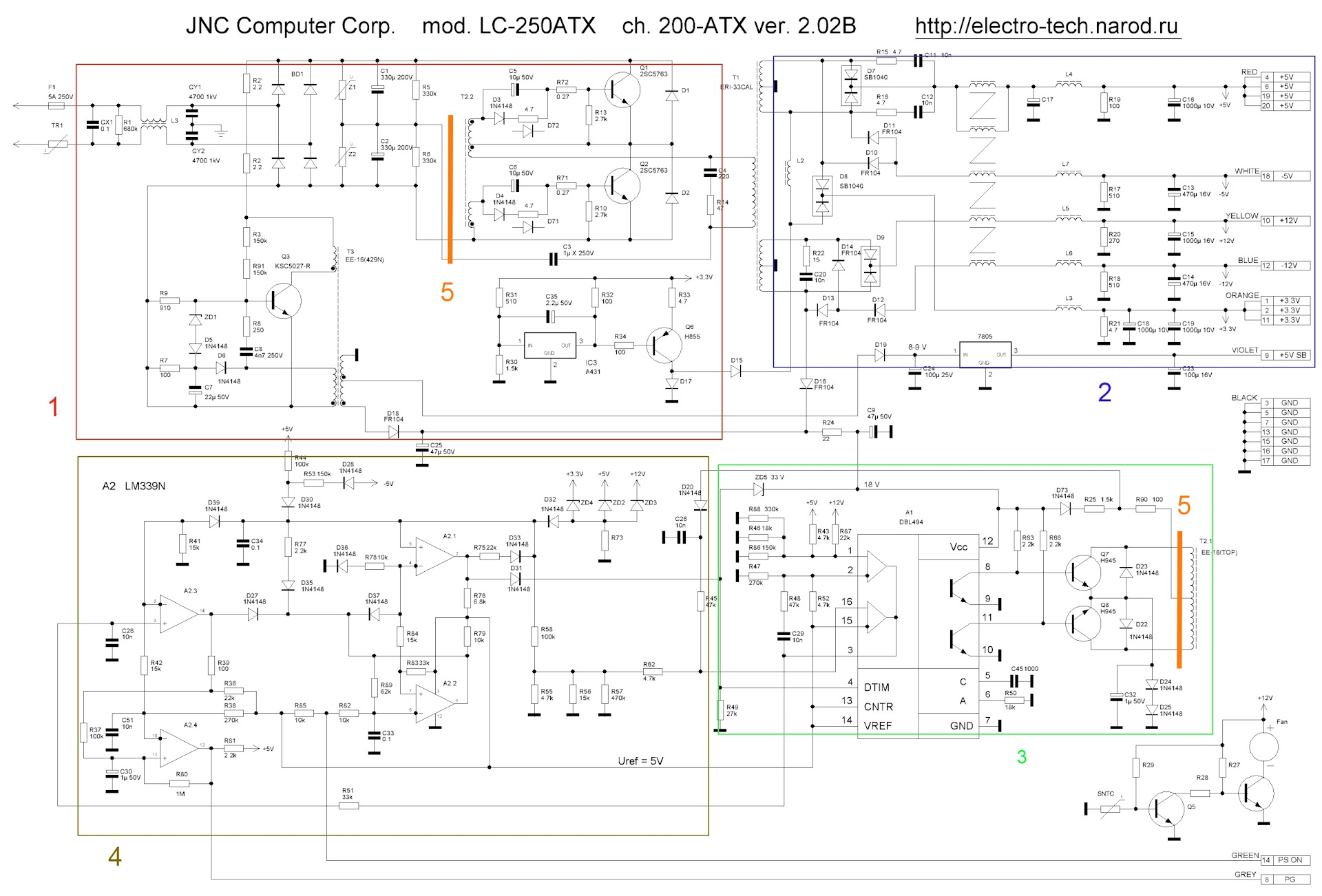 Схема блока питания компьютера. Схема блока питания компьютера 400w.