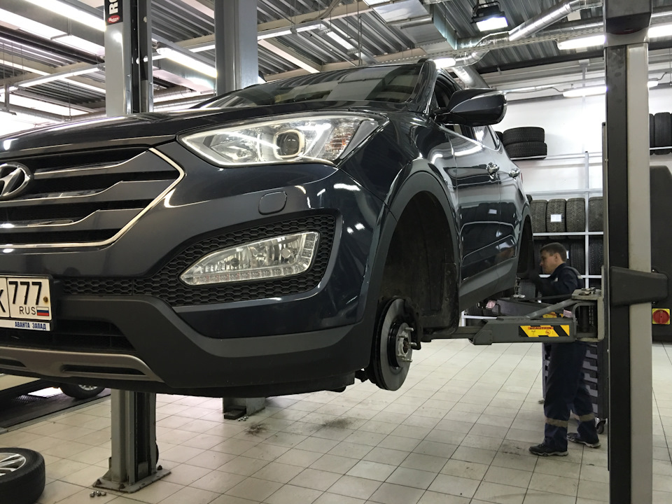Замена тормозных дисков и колодок на Hyundai Santa Fe в техцентре SHELL ...