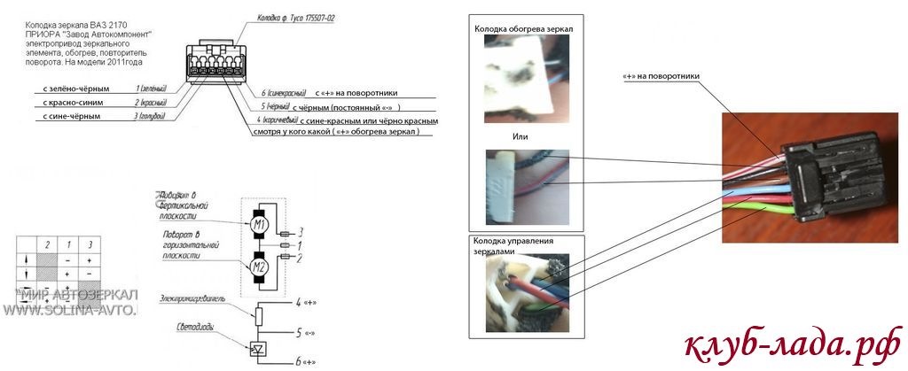 Схема подключения зеркал лада гранта