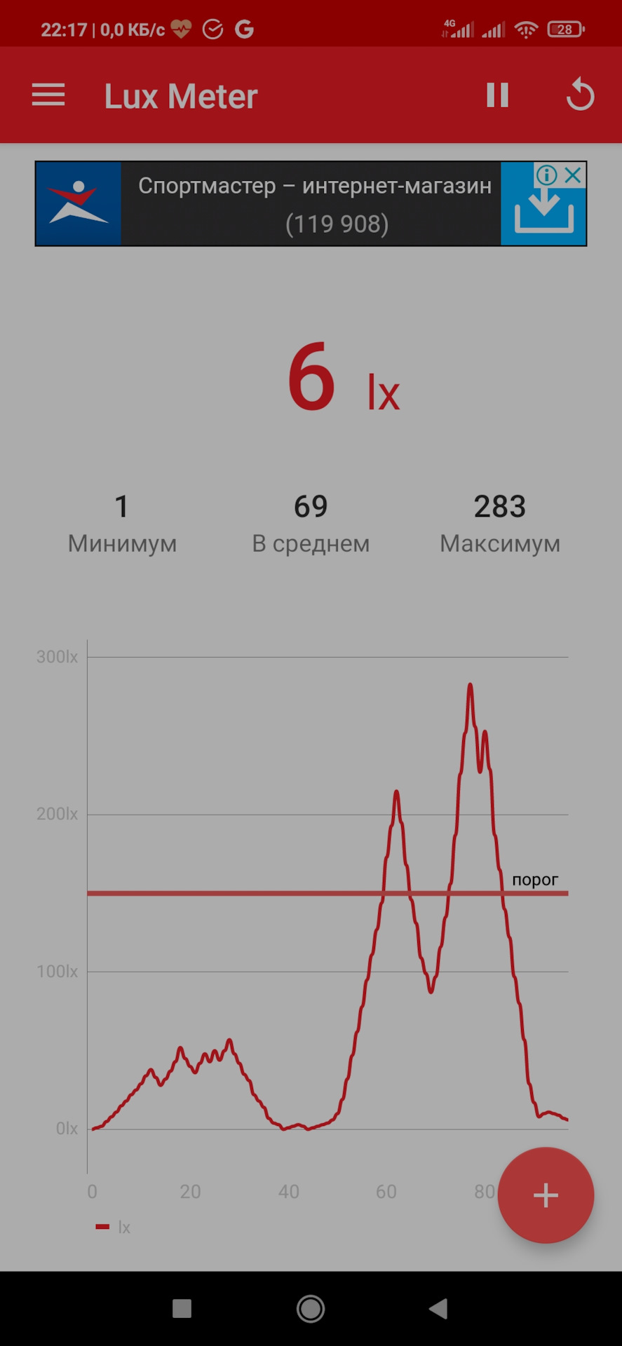 Расстояние 6 метров до предмета. Внешнего освещения нет. — Chevrolet Cruze (1G)