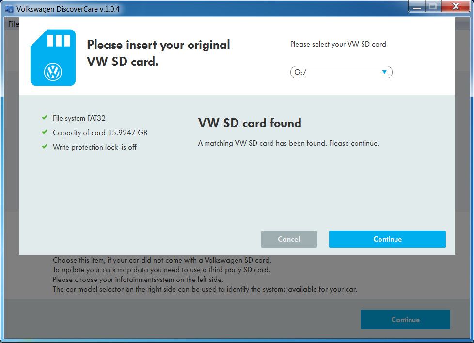 Update code. DISCOVERCARE_win_en.zip. Volkswagen DISCOVERCARE пишет ошибка. VW DISCOVERCARE.