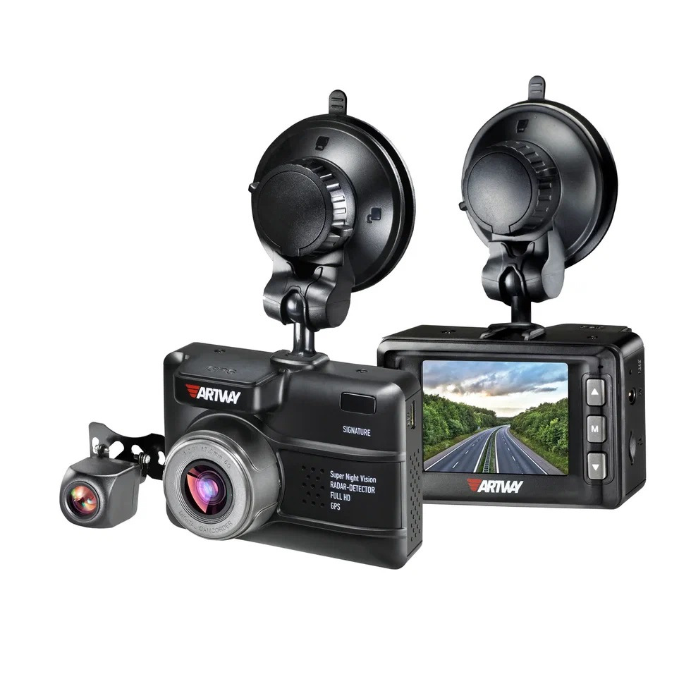 Хорошие видеорегистраторы комбо. Комбо видеорегистраторы 3в1. Artway MD-109 GPS. Md109. Видеорегистратор с двумя камерами