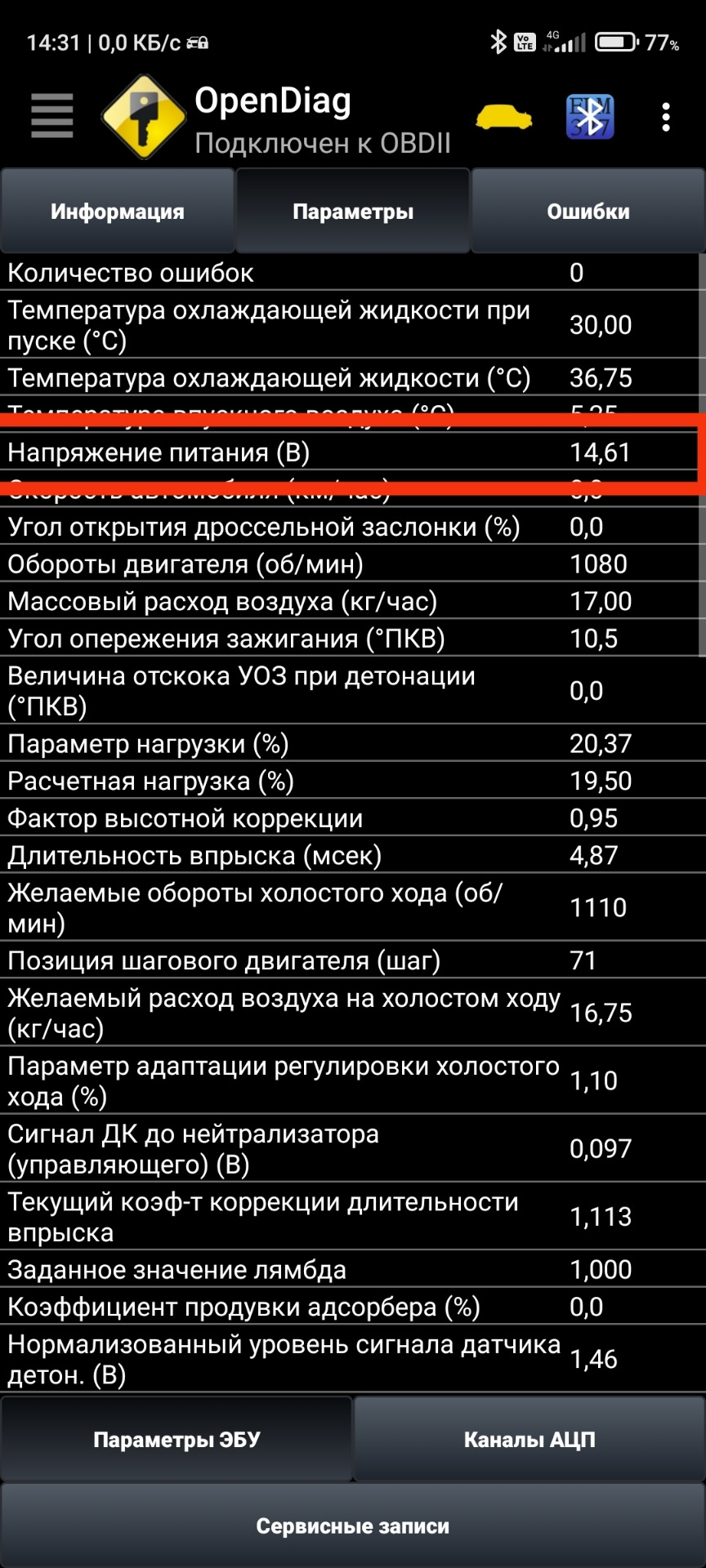Повороты выключены, (через сканер) — Lada 21124