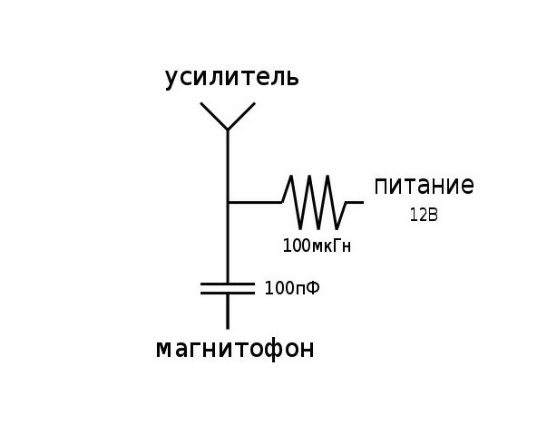 Схема питания антенны по кабелю