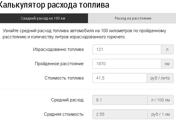 Схема расчета расхода топлива