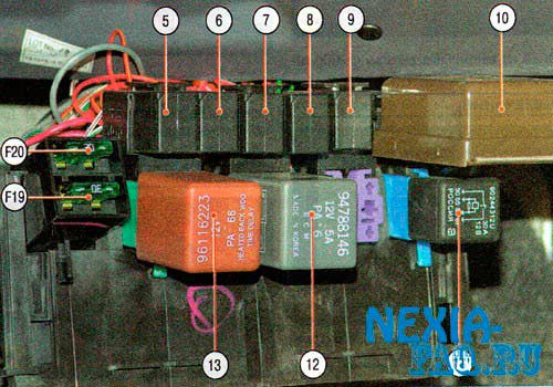 Расположение предохранителей Daewoo Nexia N100