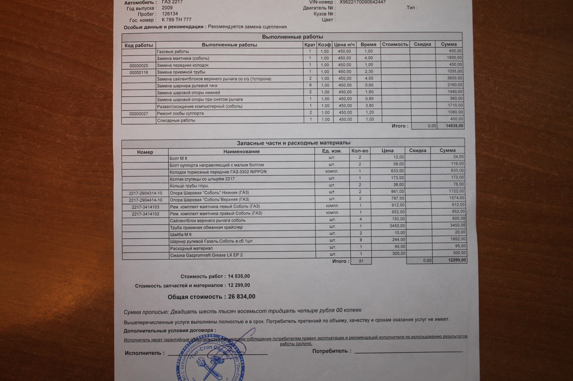 диагностика и ремонт подвески — ГАЗ Соболь, 2,4 л, 2009 года | визит на ...
