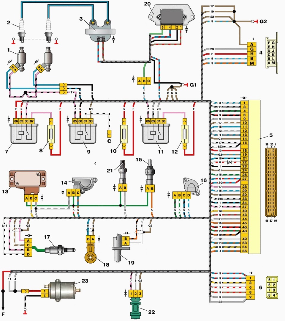 Ваз ока схема проводки