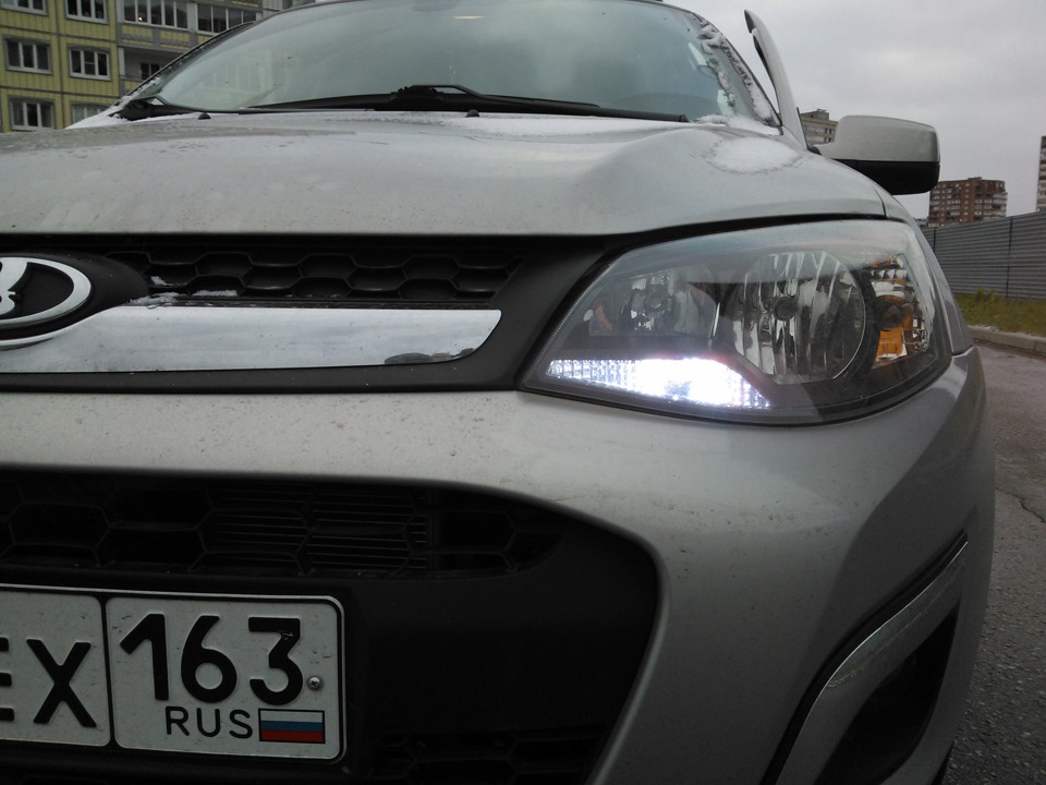 Лампы и первый снег — Lada Калина 2 универсал, 1,6 л, 2014 года ...