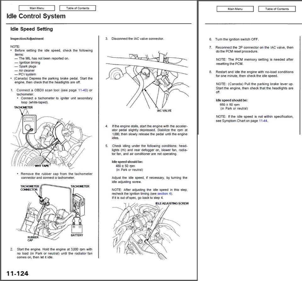 Acura RL C35A KA9 1996-2004 — Idle Control System (Idle Speed Setting) —  Настройка холостого хода — DRIVE2