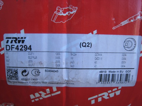 DF4294 Тормозной диск для SEAT, VW (FAW), AUDI, VW, VW (SVW), SKODA TRW ...