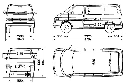 Цвета и габариты — Volkswagen Caravelle (T4), 2,5 л, 1999 года | наблюдение  | DRIVE2