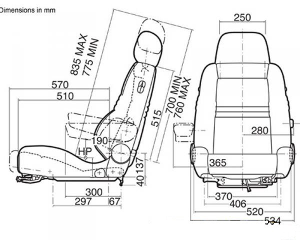 Автомобильное кресло размеры