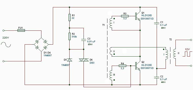 Блок питания из электронного трансформатора схема