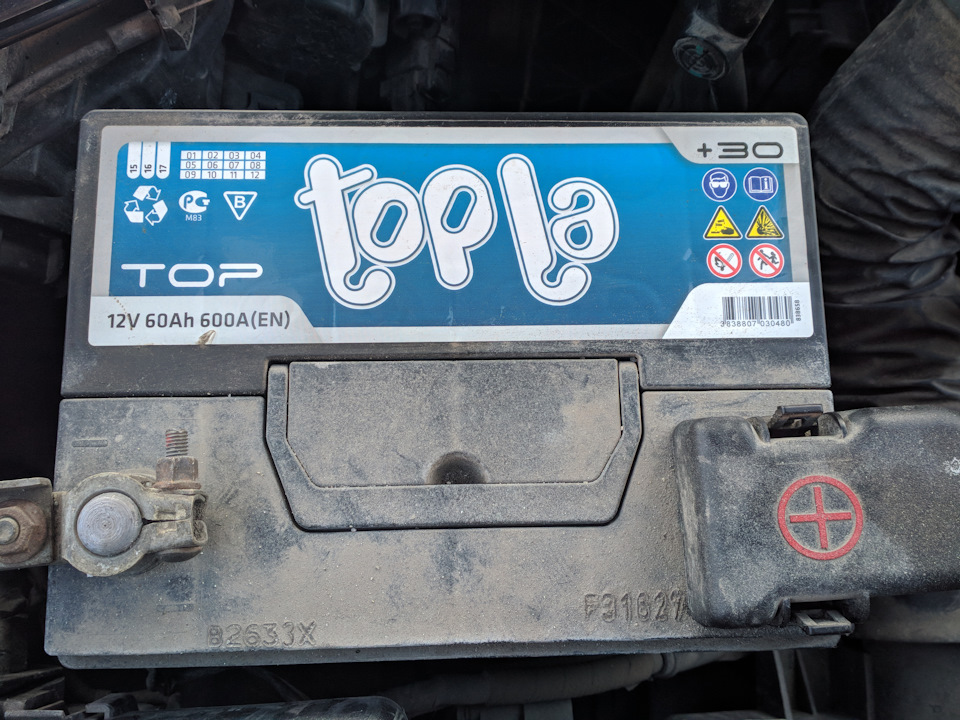 Аккумулятор топла650а как снять крышку Ревизия АКБ - Topla TOP 60Ah 600A(EN) о/п (06/2016) - KIA Ceed (1G), 1,6 л, 2007