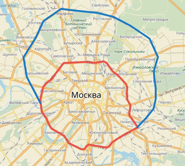 Москва до строительства третьего транспортного кольца