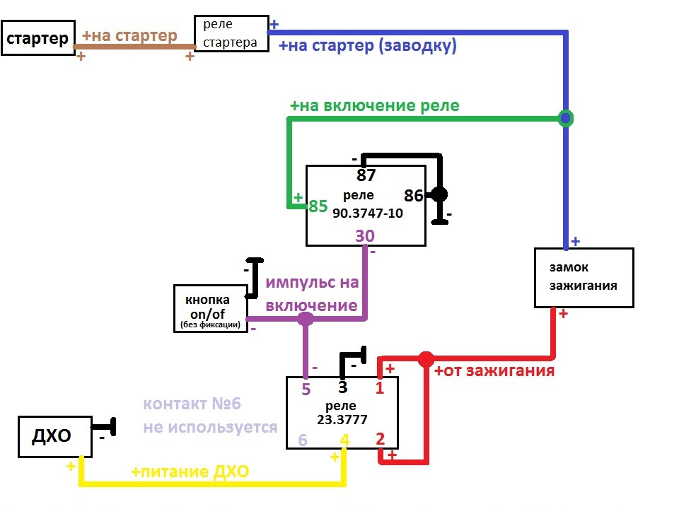 Подключение реле включения