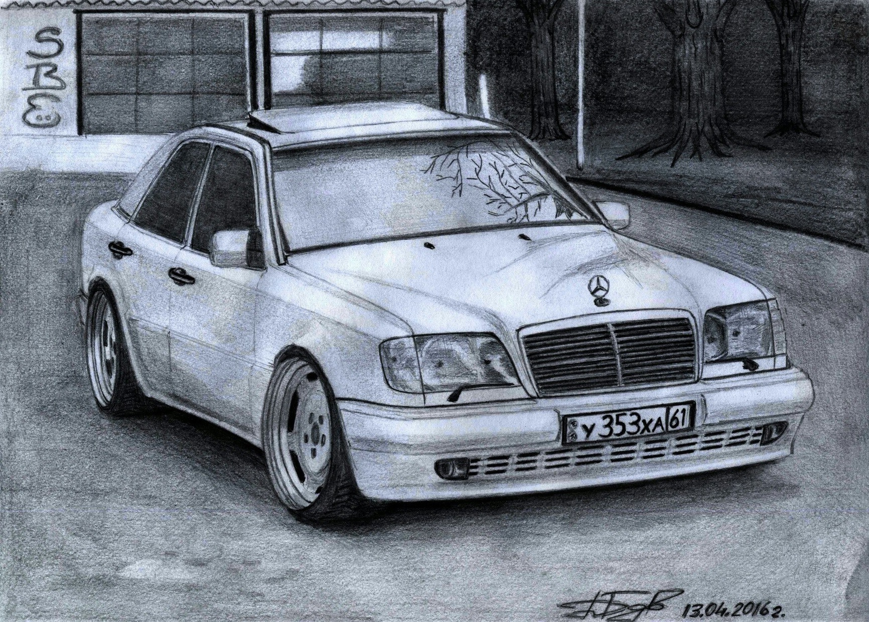Mercedes w124 e500 рисунок