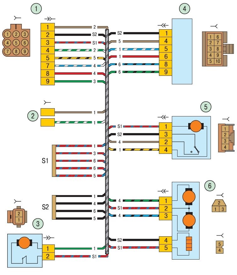 Схема проводки стеклоподъемников калина 1