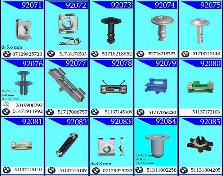 Артикулы клипс. Клипса крепления крыла е34. Клипса номерного знака БМВ е34. Номера клипс БМВ е39. Пистоны BMW.