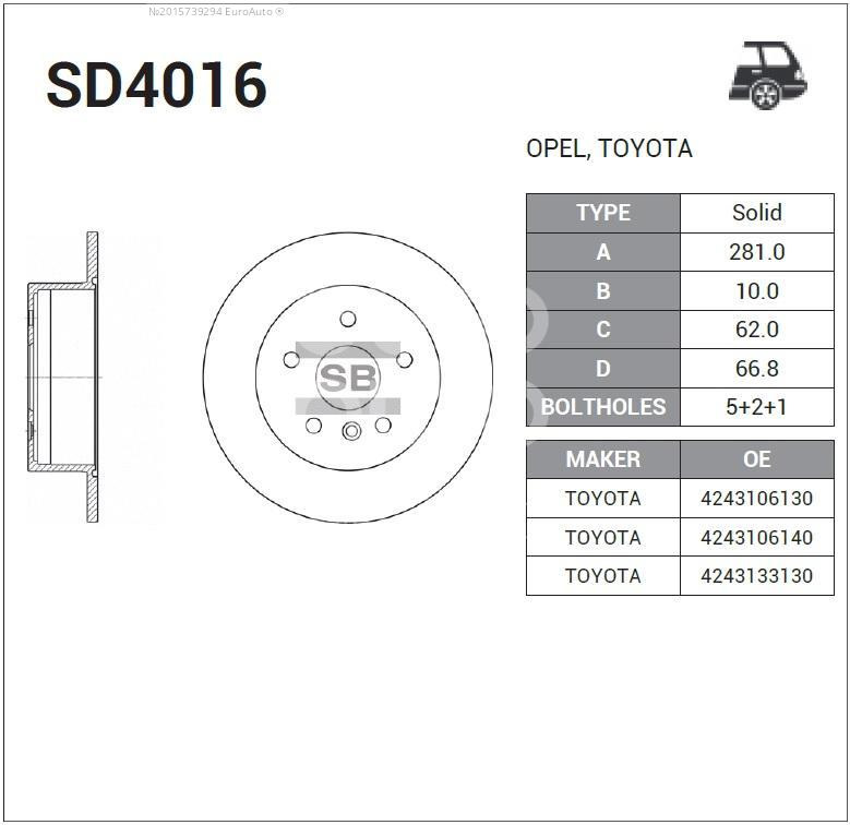 SD4016 Диск тормозной задний SANGSIN | Запчасти на DRIVE2