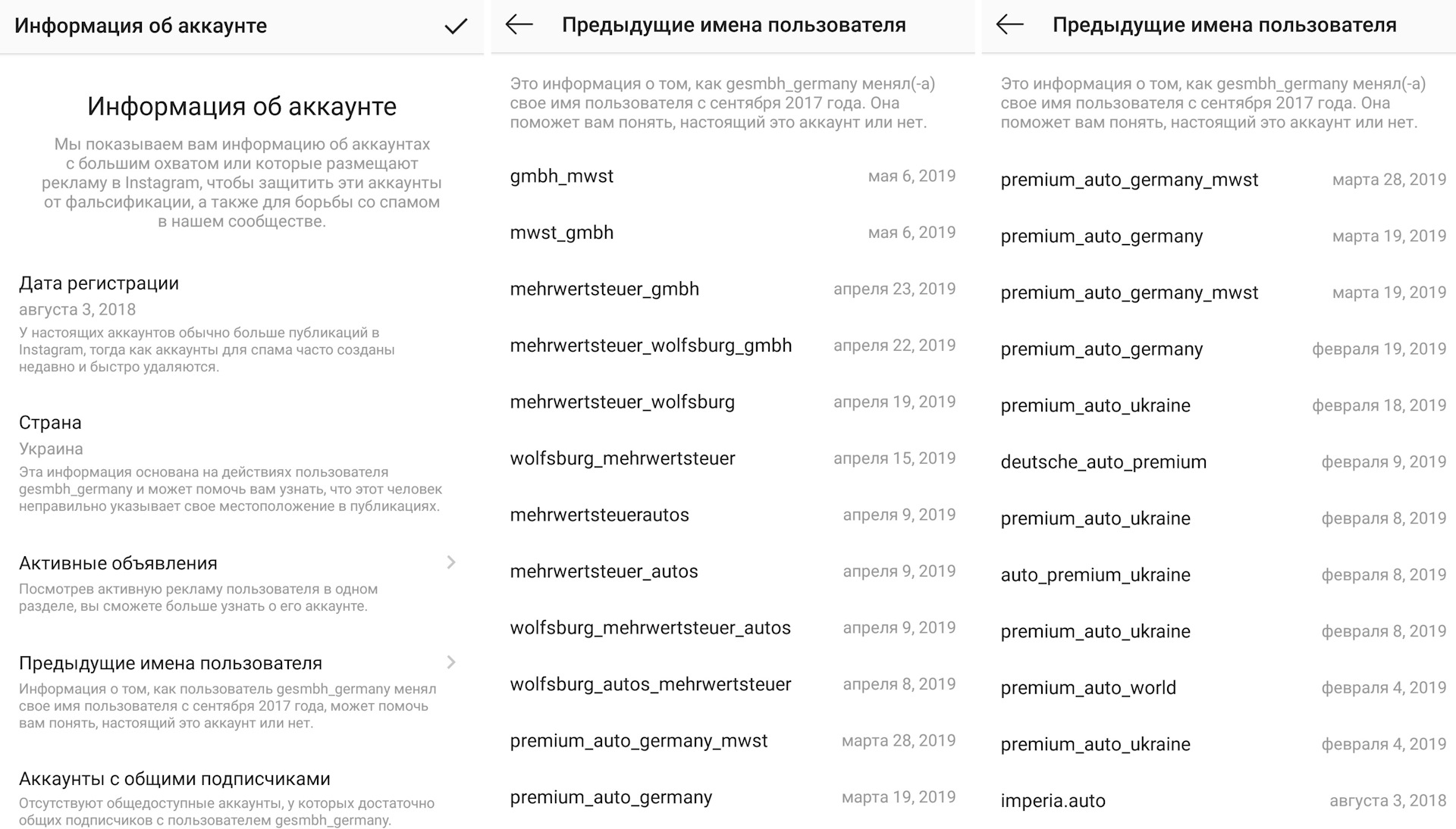 Предыдущие имена пользователя. Предыдущие имена пользователя