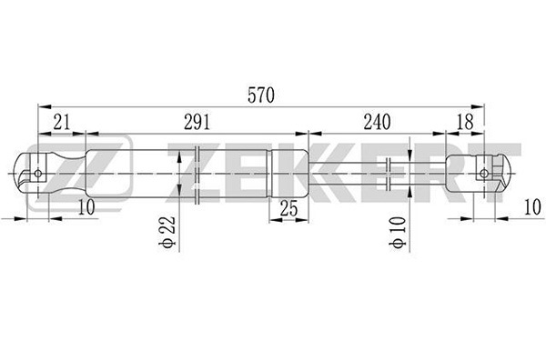 GF1161 Пружина газовая багажника VW Transporter IV 90- ZEKKERT ...