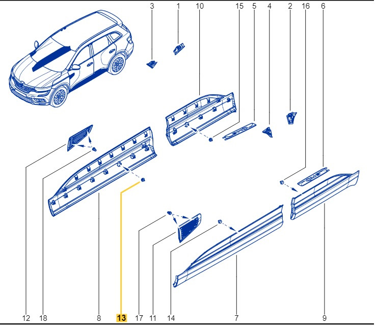 Клипсы молдинга двери — Renault Koleos (2G), 2 л, 2019 года ...