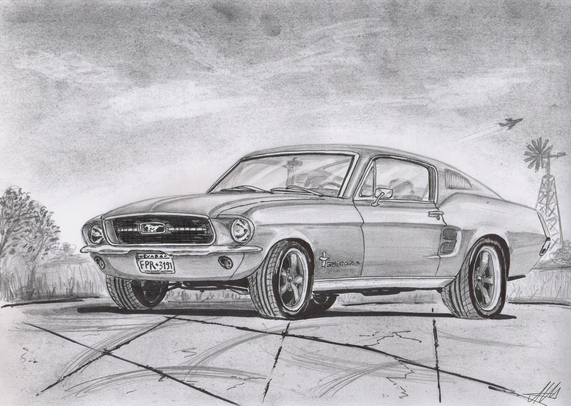 Форд Мустанг 1967 рисунок