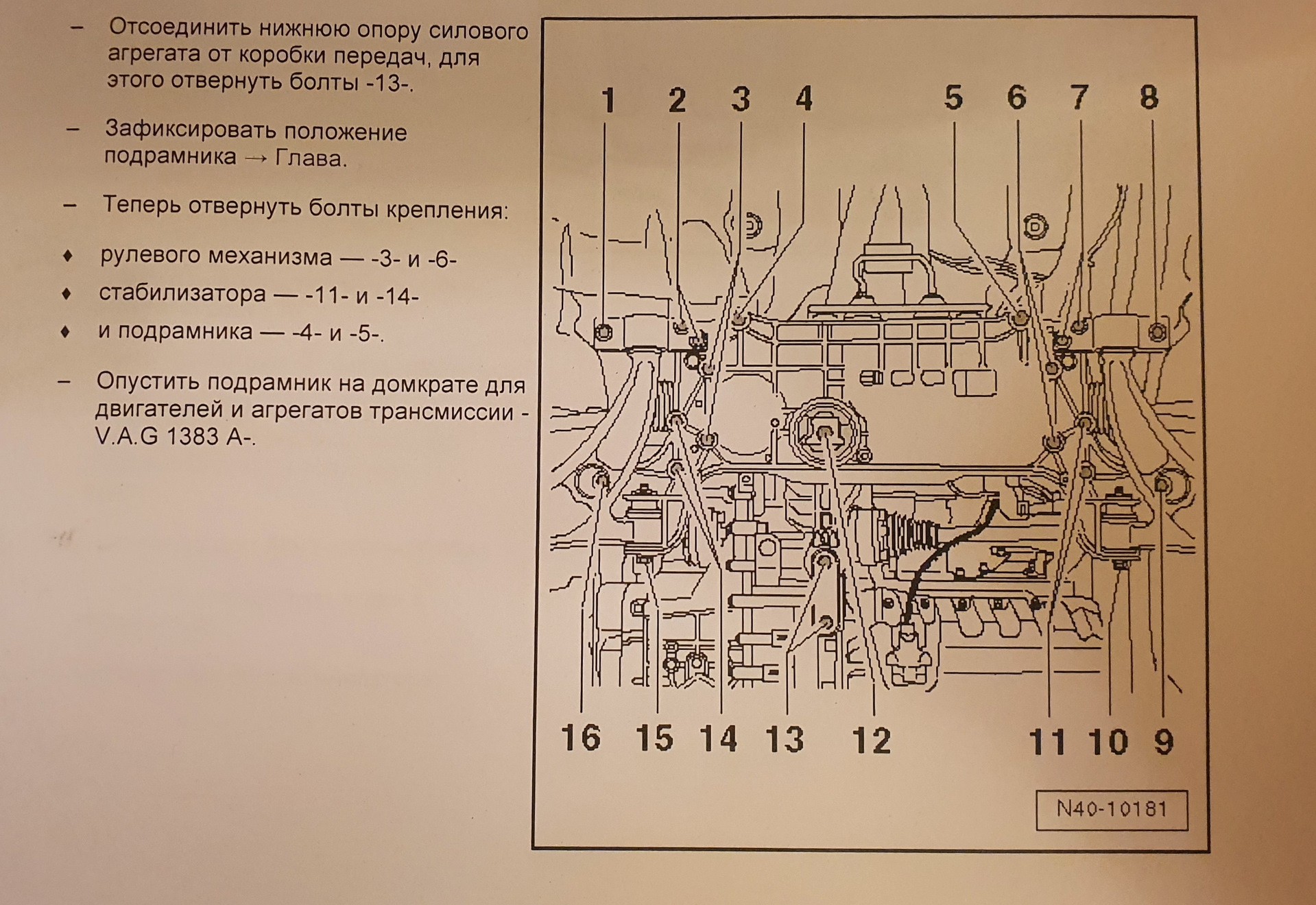 Снятие подрамника тигуан