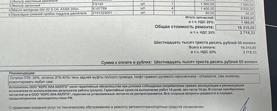 Внимание на рекомендации)) — KIA Sportage (4G). Запчасти на фото: FS145