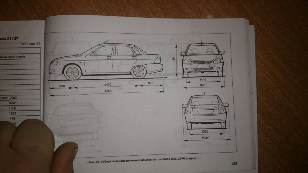 Размер лады приоры