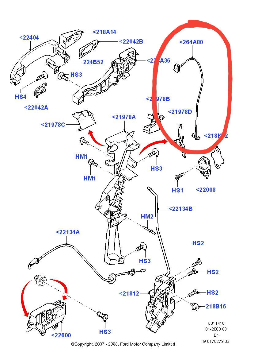 Схема ручки двери форд фокус 2